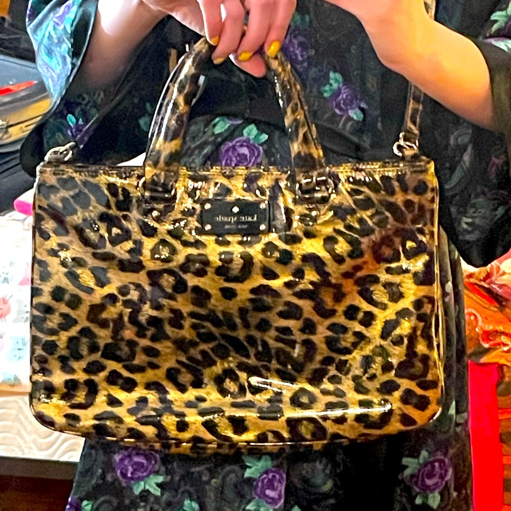 Kate Spade ♠️ patent leather leopard satchel bag